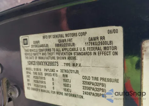 2002 Chevrolet S-10 Ls from USA, damaged, VIN 1GCDT19W928261301